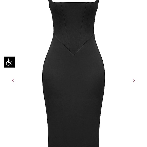 House of CB Anais Black Satin Pointed Corset Midi Dress - Picture 5 of 10